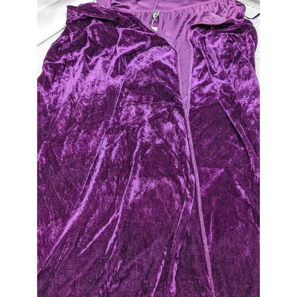 Evlatte Purple Velvet Hooded Cape Shawl 66